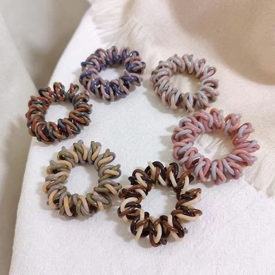 Korean 2021 New Three-Color Braid Rope Phone Line Hair Ring Female Ins Internet Celebrity Morandi Creative Contrast Color Rubber Band