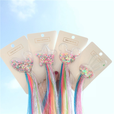 New Children's Wig Barrettes Love Rabbit Five-Pointed Star Color Bow Wig Hair Accessories for Girls