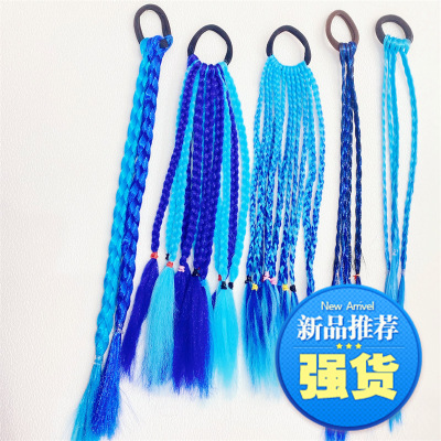 Klein Blue Headdress Adult and Children Wig Dreadlocks Stage Decoration Festival Small Jaw Clip Clip Braided Hair Ethnic Style