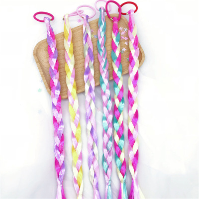 Summer Braided Wig Hair Rope Ribbon Dress up Party Hair Accessories Children Hair Braiding Ribbon Wig Braid Hair Ring Headdress