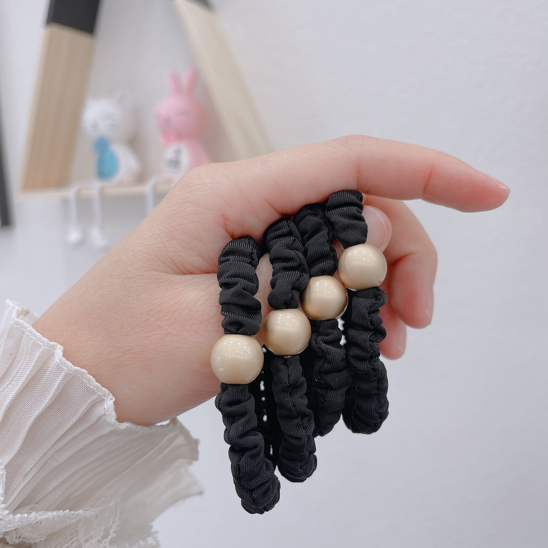 韩版简约新款合金保色电镀亚金圆球小肠发圈时尚简约发绳皮筋