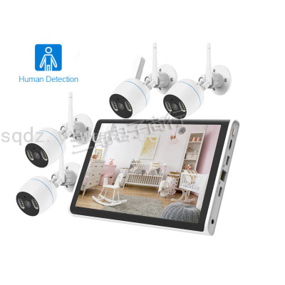 Face Detection WiFi Kit 10 inch LCD Monitor 4CH NVR Ip Camera Night Vision Outdoor 3MP Wireless Security Camera System