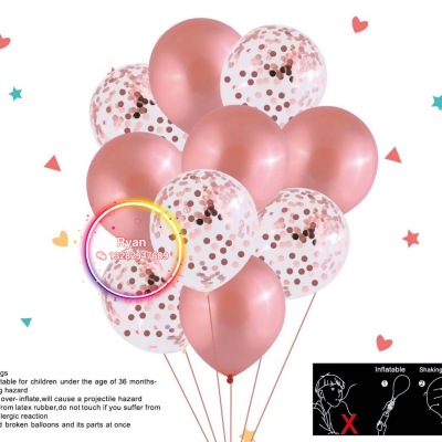 Cross-Border Hot Selling Factory Direct Sales 10PCs Metallic Confetti Latex Balloons Set