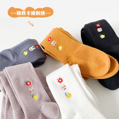 Girls' Leggings Autumn and Winter New 2021 Embroidered Children's Leggings Korean Cartoon Animal Girls' Pantyhose