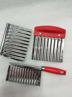 Red Handle Potato Cutter Stainless Steel Potato Cutter Potato Cutter Hand Grip Potato Knife