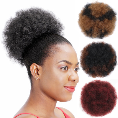 European and American African Afro Hair Bag Wig Big Hair Bag Chemical Fiber High-Temperature Fiber Fluffy Curl Wig Hair Bag