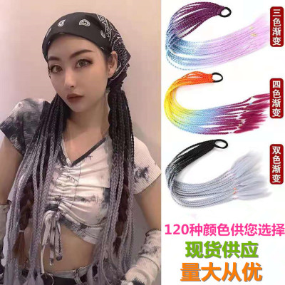 Dreadlocks Ponytail Wig Color Braid Good Quality and Good Price Matte High-Temperature Fiber Punk Hip Hop Colorful Fashion Braid in Stock