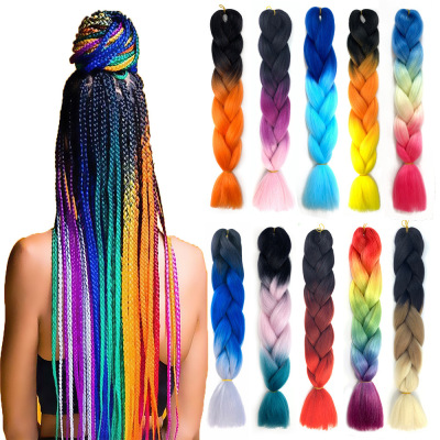 Wholesale Dreadlocks Hair Extensions Braids African Gradient Color Big Braids European and American Style Wig Wholesale Foreign Trade Chemical Fiber Wigs