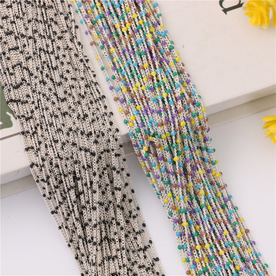 White Alloy Colorful Beads Chain Fashion Clothing Bags DIY Decorative Chain Handmade Jewelry Accessories