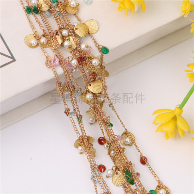 Gold Jewelry Chain Shell Rhinestone Pendants Jewelry Chain DIY Jewelry Chain Bracelet Necklace Material