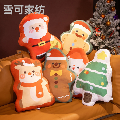 Santa Claus David's Deer Snowman Gingerbread Man Pillow Duplex Printing Christmas Sofa Cushion Cushion Christmas Gift