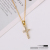 Simple Fashion in Europe and America Cross Pendant Golden Clavicle Chain Rhinestone Micro-Inlaid Craft Elegant Necklace 21 New