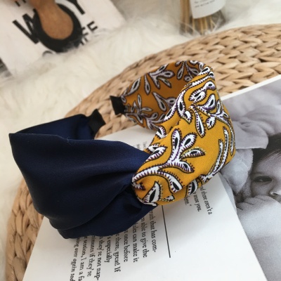 2021 New Retro Bronzing Crossed Headband Korean Style Contrast Color Twist Cloth Hairpin Simple Ladies Hair Band