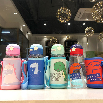 Factory Direct Sales Creative Personalized Trend Student Water Cup Cute Little Dinosaur Children's Straw Cup Large Capacity Plastic Cup