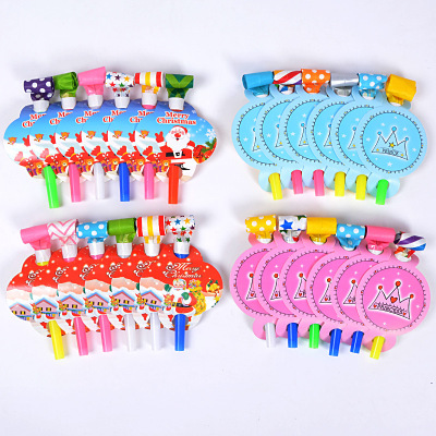 Factory Wholesale Foreign Trade Blowouts Rolls Toy Whistle 11cm Children Cartoon Christmas Blowouts Whistle Horn