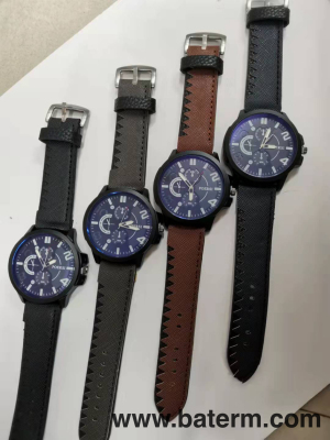 New Fashion Large Dial Leather Belt Men's Watch Trendy Unique Strap Decorative Watch Quartz Watch