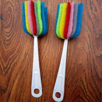 Scouring Pad Cup Brush Household Colorful Cleaning Cloth Cup Brush Baby Bottle Brush Kitchen Long Handle Cup Brush Wholesale