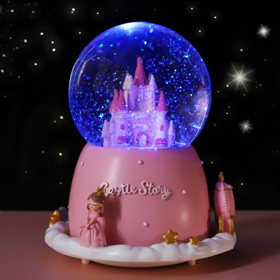 Fairy Tale Princess Castle Crystal Ball Music Box External Rotation Extra Large Eight Tone Children Student Birthday Graduation Gift
