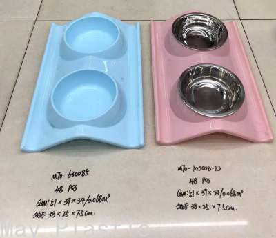 M70-53303-12 New Stainless Steel Plastic Pet Cat Double Bowl Single Bowl Cat Food Bowl Dog Bowl Cat Supplies