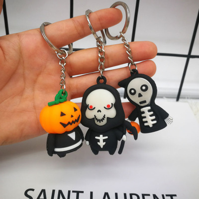 Halloween Event Small Gift PVC Flexible Glue Keychain Pendant Ghost Festival Cartoon Capsule Toy Gift