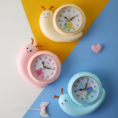 Factory Direct Sales Cartoon Snail Little Alarm Clock Student with Small Night Lamp Alarm Clock