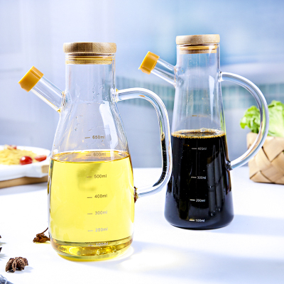 Nordic Style Borosilicate Glass Oiler Kitchen with Scale Seasoning Bottle Soy Sauce Bottle Vinegar Bottle Leak-Proof Oil Dispensing Bottle