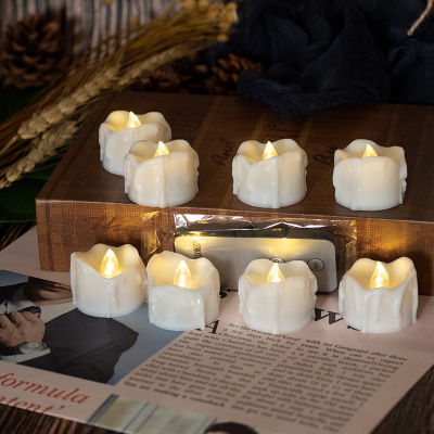 12-Pack Cross-Border LED Electronic Tealight Remote Control Tears Transparent Christmas Wedding Birthday Confession Decoration Candle Light