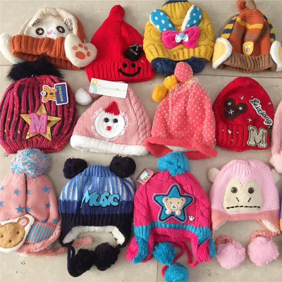 Fleece-Lined Knitted Hat Children's Wool Hat Children's Korean-Style Women's Gift Stall Supply Autumn and Winter
