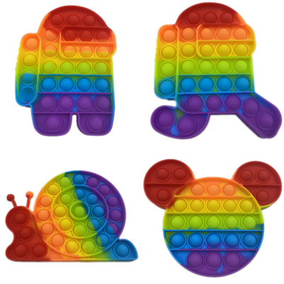 Small Rainbow Running Robot Snail Mickey Mouse Killer Pioneer Children Bubble Music Desktop Educational Silicone Toy