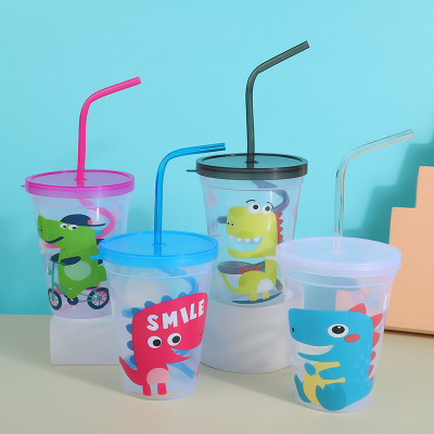 New Creative Pp Spring Cup with Straw Creative Cute Little Dinosaur Internet Celebrity Straw Cup Multi-Purpose Cup with Straw