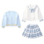 2022 Spring New Girls' JK Navy Three-Piece Korean-Style Long-Sleeved Sweater Shirt Skirt Outfit