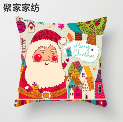 2022 New Santa Claus Pillow Cover Manufacturers Supply Sofa Cushion Cover Printing Christmas Pillow Cover HTT