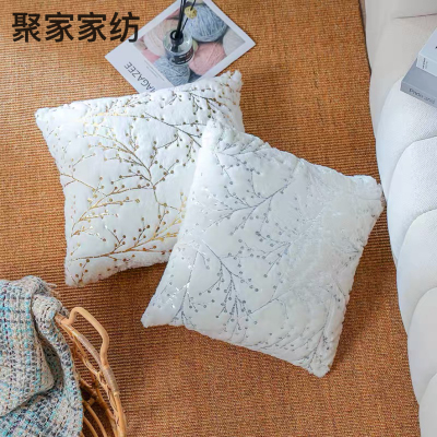 Amazon Direct Supply Nordic Bronzing Silver White Branches Plush Pillowcase Bedroom Bedside Customized Cushion without Core