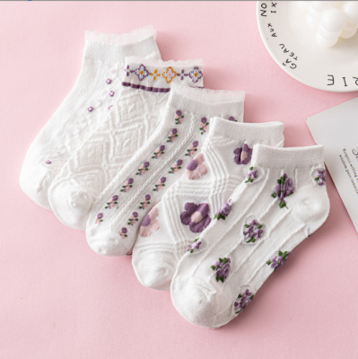 Japanese Style Fresh Ankle Socks White Socks Women's Summer Thin Breathable Mesh Cotton Socks Shallow Mouth Lace Socks