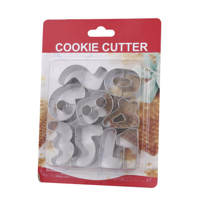Cookie Cutter Stainless Steel Baking Tool 9-Piece Set Digital 3D Christmas Stereo Cookie Cake Printed Cookie Cutter Sets