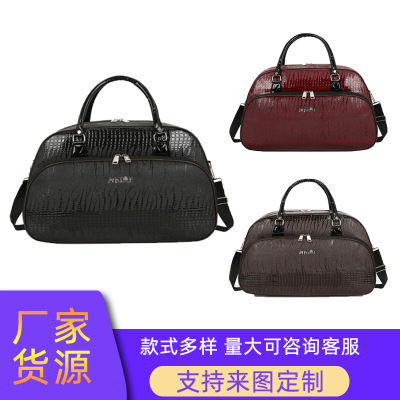 Foreign Trade New Women's Luggage Bag Pu Texture European and American Retro Portable One-Shoulder Short-Distance Travel Bag Fashion Business Bag