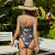 European and American New Cross-Border Bikini Digital Printing Fashion Sports Sexy Push up High Waist One-Piece Swimsuit for Women