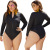 Solid Color Sports Long-Sleeve Zipper Triangle One-Piece Swimsuit European and American Foreign Trade Conservative Belly Covering Hot Spring plus Size Swimsuit