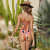 Fresh Printed Split Swimsuit Sexy Pink Japanese Swimsuit Seaside Sexy Backless Cross Suit
