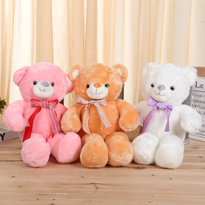 Customized Creative Colorful Luminous Led Bear Doll Luminous Two-Color Ribbon Bear Color Matching Two-Tone Plush Toy Wholesale