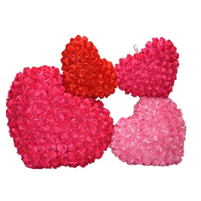 Popular Valentine's Day Heart-Shaped Rose Pillow Love Cushion Led Colorful Light-Emitting Plush Toys Wedding