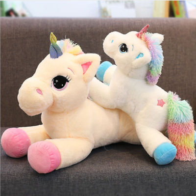 Cute Lying Zi Unicorn Doll Lucky Star Fantasy Angel Unicorn Plush Pillow Cross-Border Rainbow Horse Generation
