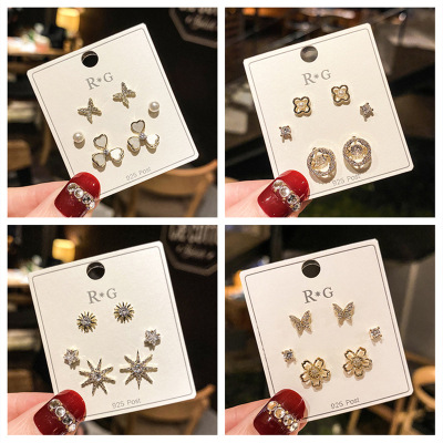 Sterling Silver Needle Micro Inlaid Zircon Short Earrings Female Cute Earrings Japanese and Korean Style Temperament Wild Simple Butterfly Studs