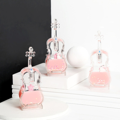 New Table Decoration Luminous Pink Rabbit Violin Transparent Acrylic Artware Ornaments Crystal Crafts