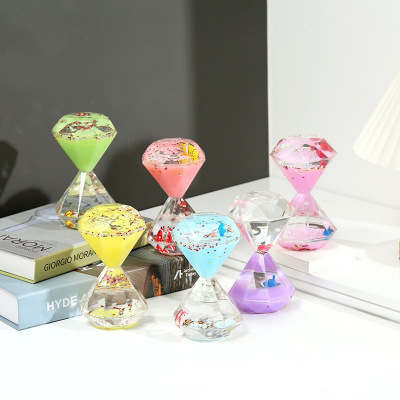 Creative Great Diamond Oil Drops Hourglass Home Decoration Dynamic Milk Ribbon Flash Ball Cartoon Gift for Friends Wholesale