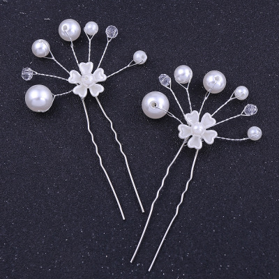 Bridal Handmade Hair Accessories Pearl Flower Crystal Pin Hairpin Hairpin Headdress Ornaments Hair Accessories