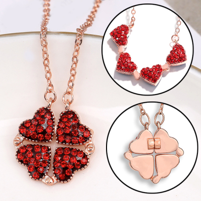 Factory Direct Sales Changeable Four-Leaf Clover Necklace Women's Open and Close Heart Necklace Rose Flower Box Set Exclusive for Cross-Border Hot Sale