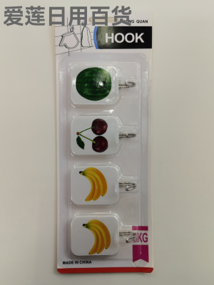 Rectangular Fruit Cartoon Mixed Powerful Adhesive Hook Kitchen Wall No Punching behind the Door Hook