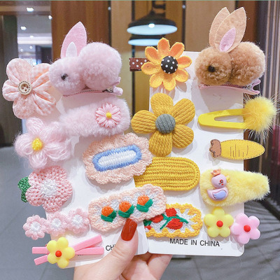 Children's Cute Rabbit Hairpin Sets Does Not Hurt Hair Baby Princess Headdress Girls Fringe Hairpin Shredded Hair Side Clip