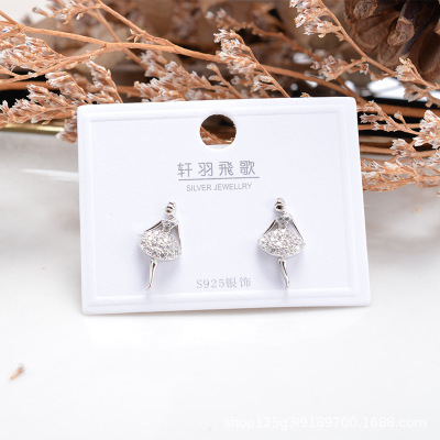 2021new Entire Sterling Silver Ear Studs Tassel Special White Zircon Sterling Silver Eardrops Temperament Colorfast Earrings